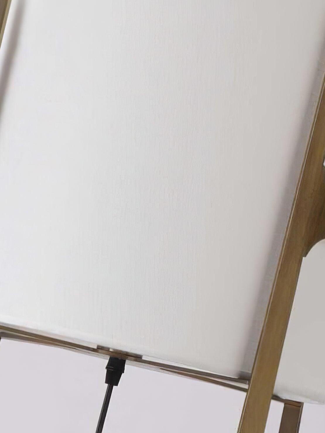 Blackened Iron Floor Lamp Architectural Minimalist Open Frame Linen Drum Shade 162.5cm