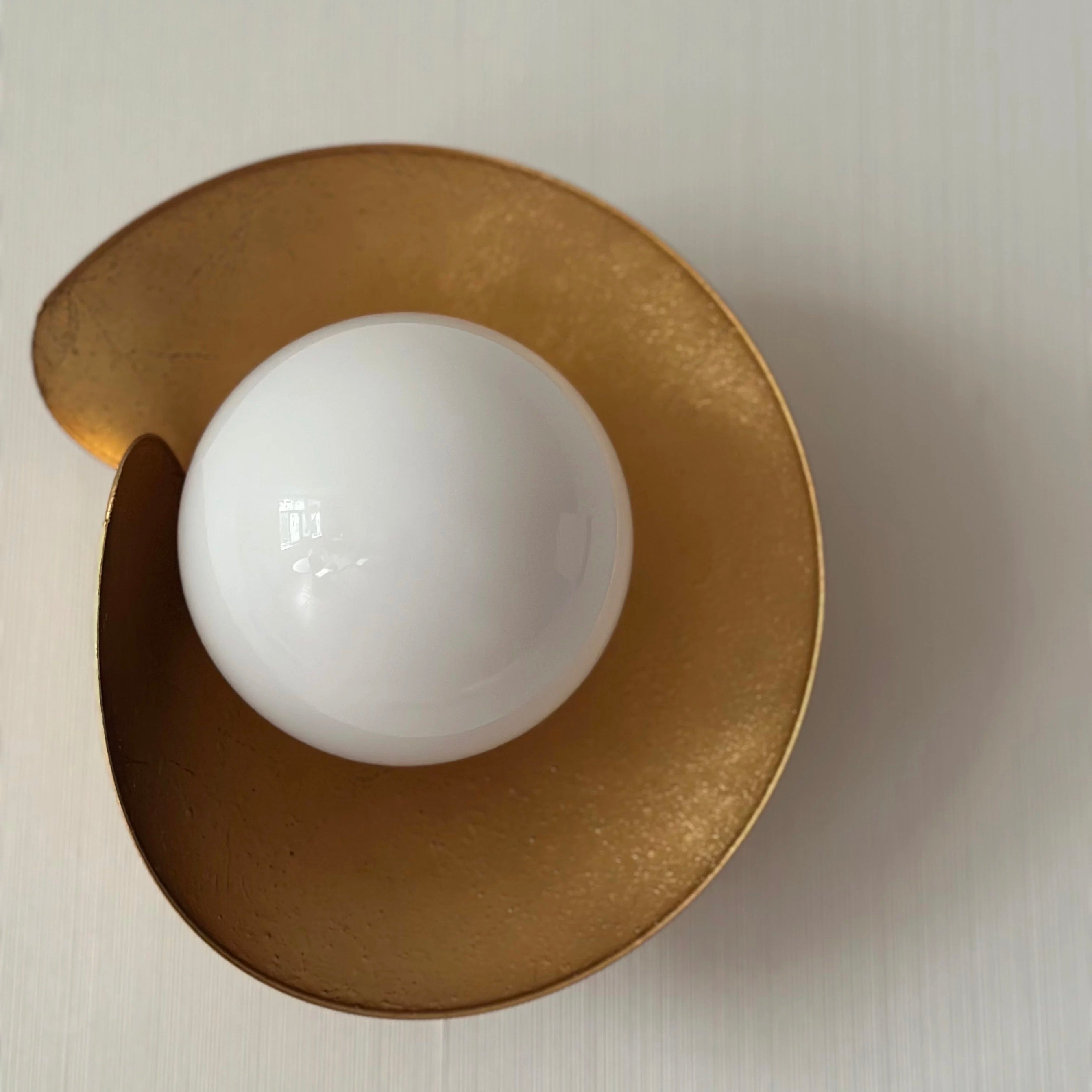 Solid Copper Wall Sconce | Organic Wabi-sabi Gold Leaf Design | Mid-century Modern Globe Light | Casalola Lights