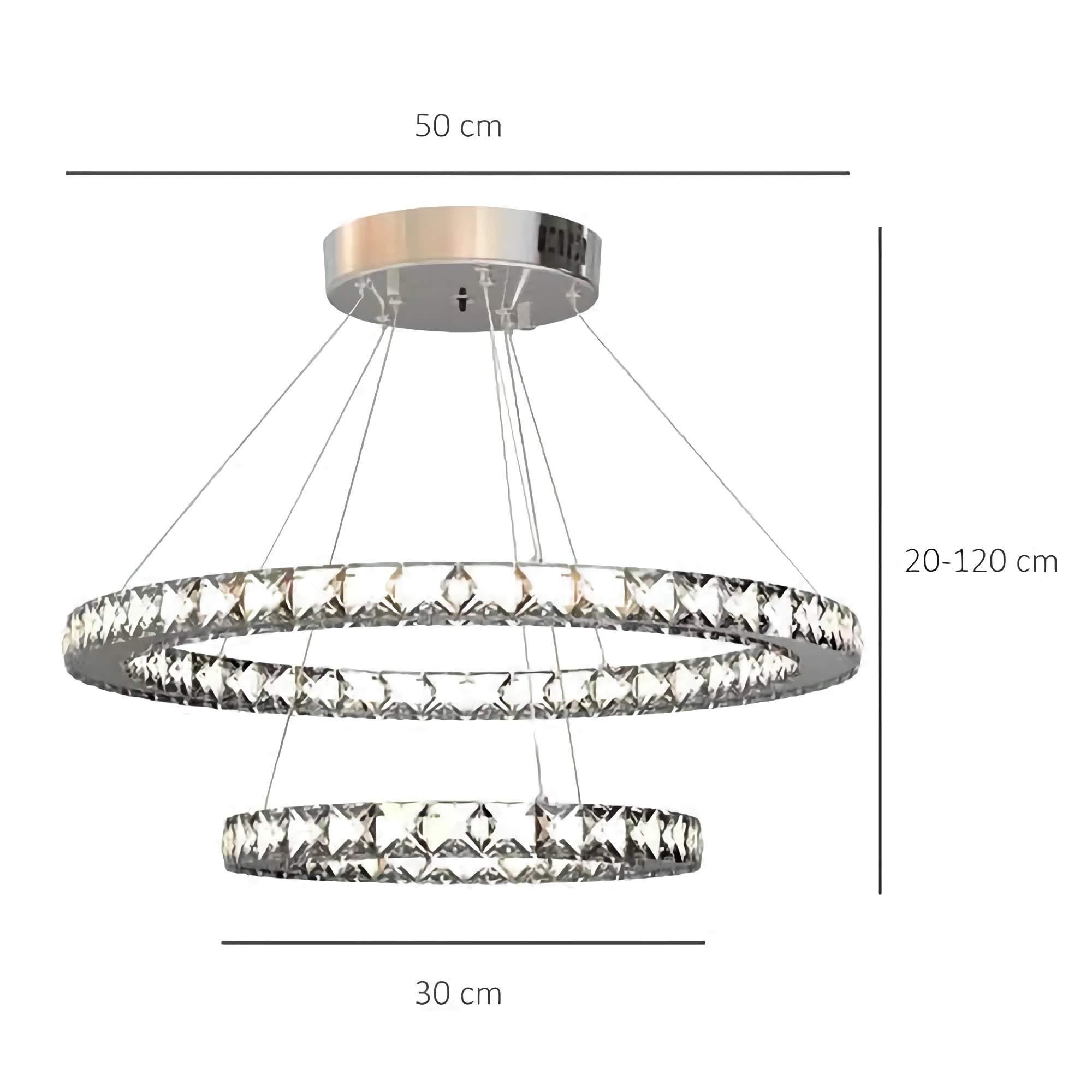 Luxury 2-rings Crystal Chandelier | Modern Light | Ceiling Lamp for Living Room