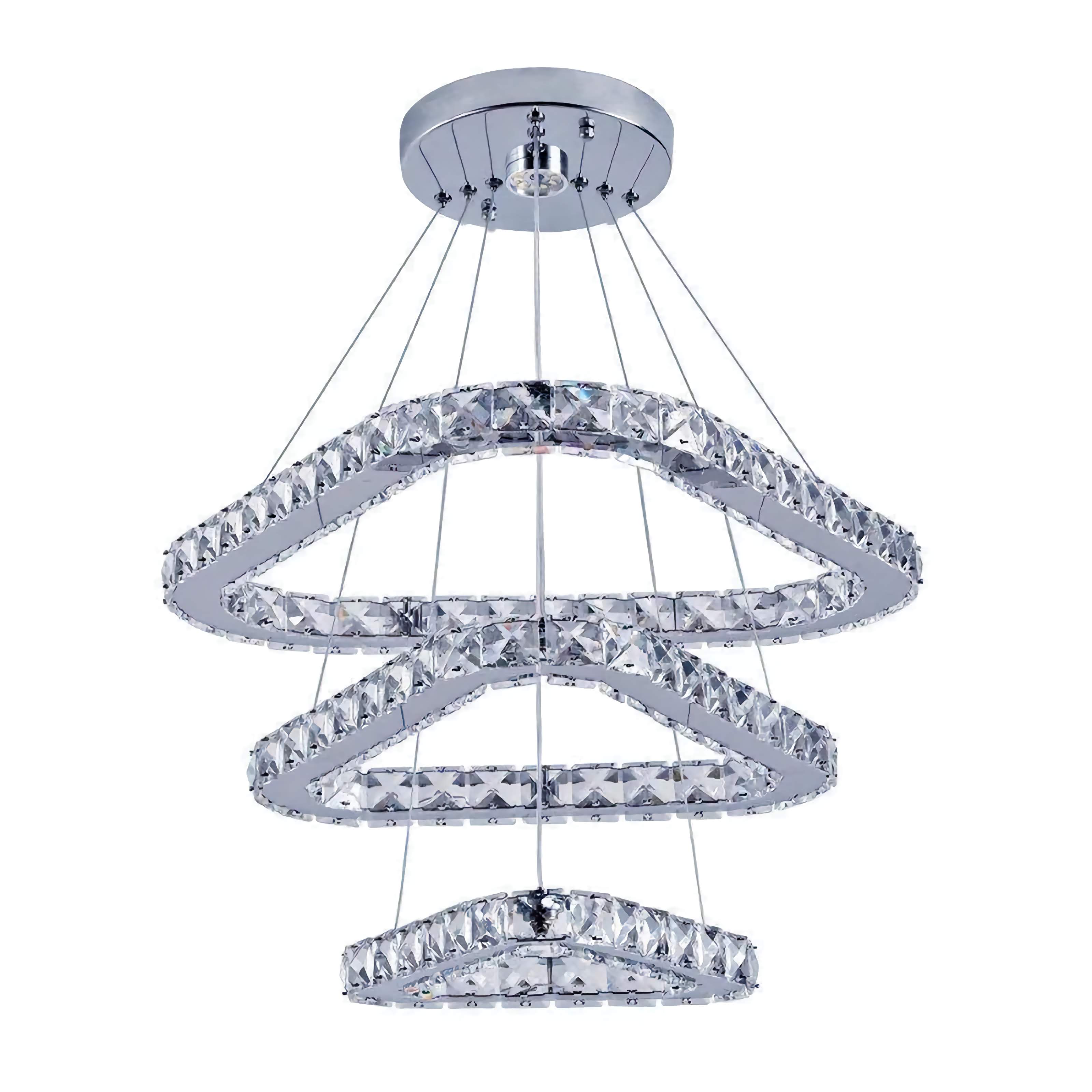 Silver Crystal Chandelier with Three Rings - Unparalleled Luxury for your Living Room Hotel