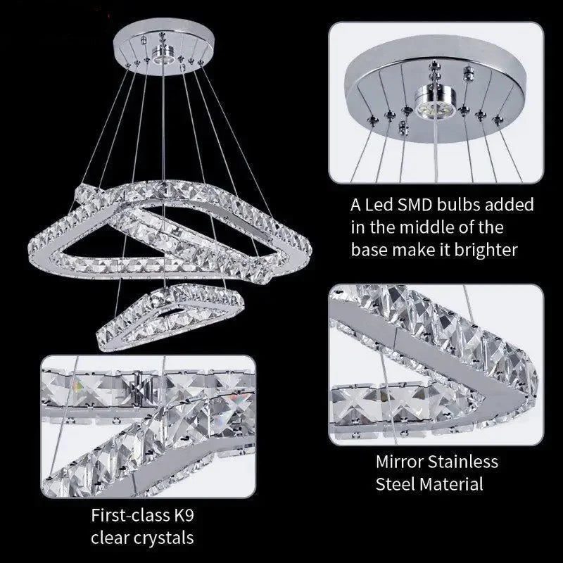 Silver Crystal Chandelier with Three Rings - Unparalleled Luxury for your Living Room Hotel