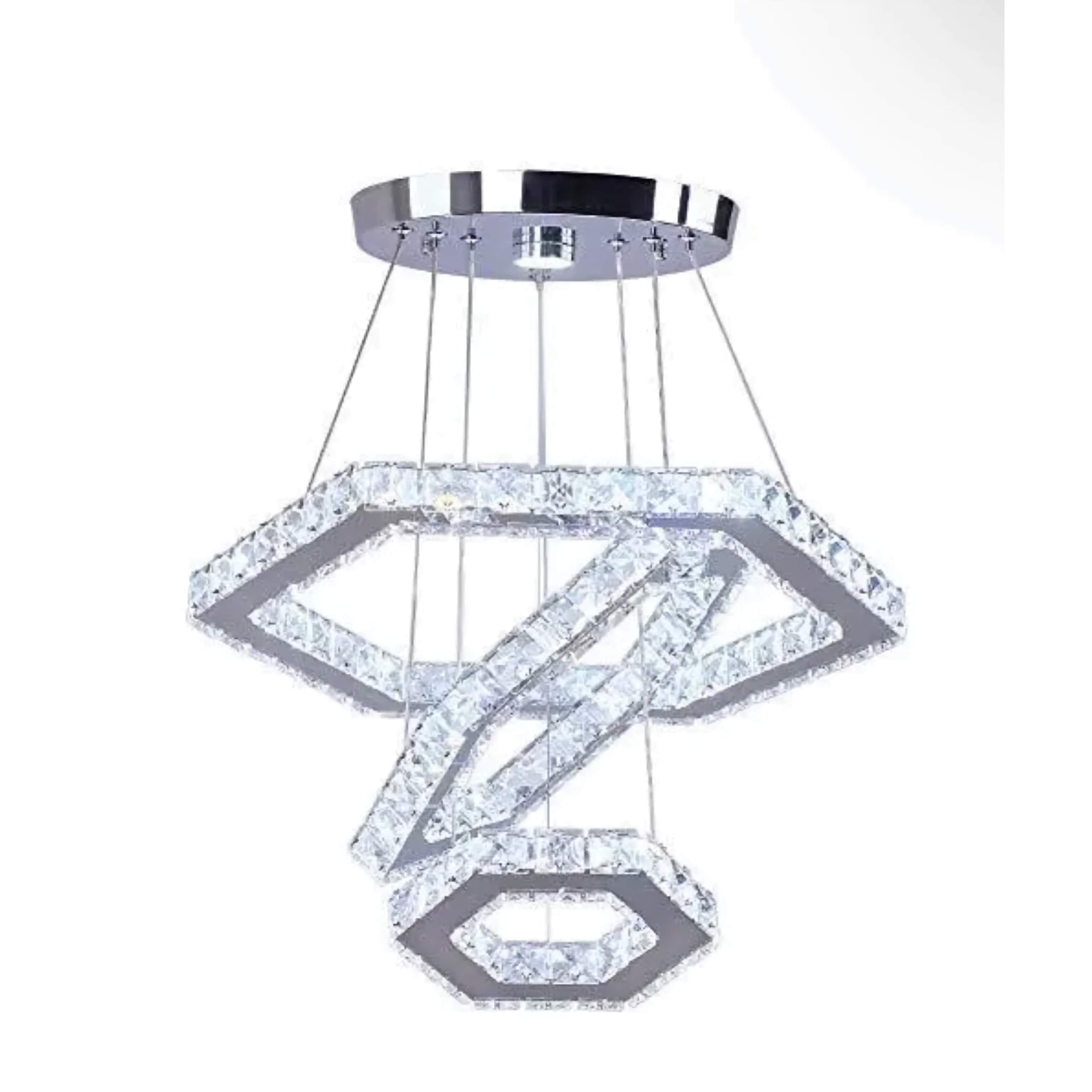 Silver Crystal Chandelier with Three Rings - Unparalleled Luxury for your Living Room Hotel