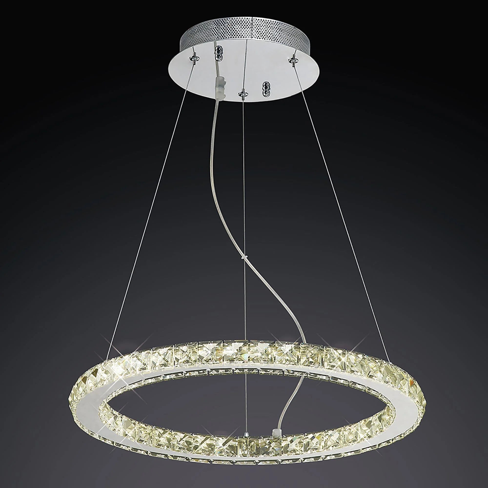 Luxury Chandelier | Crystal Light | Silver K9 12 Ring Ceiling Fixture