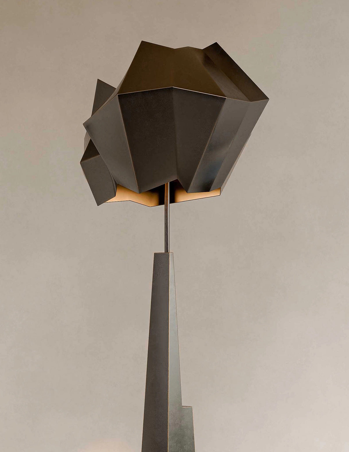 Black Patina Faceted Floor Lamp | Brutalist Entryway Sculpture 150cm Tall Wide 68cm Profile Casalola Lights Luxury