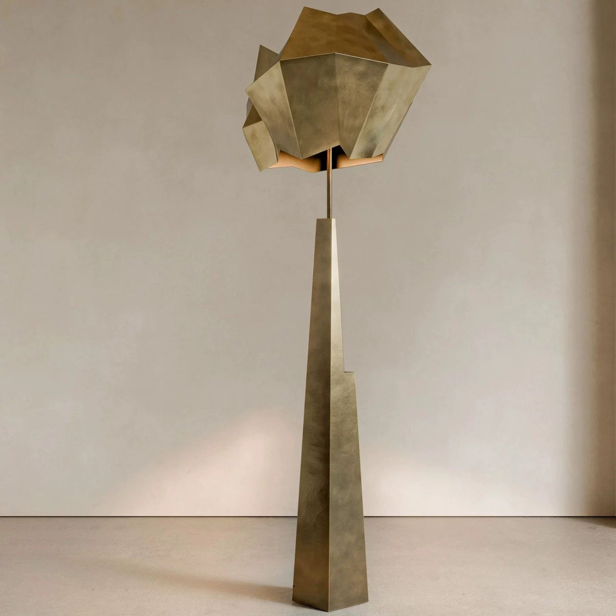 Black Patina Faceted Floor Lamp | Brutalist Entryway Sculpture 150cm Tall Wide 68cm Profile Casalola Lights Luxury