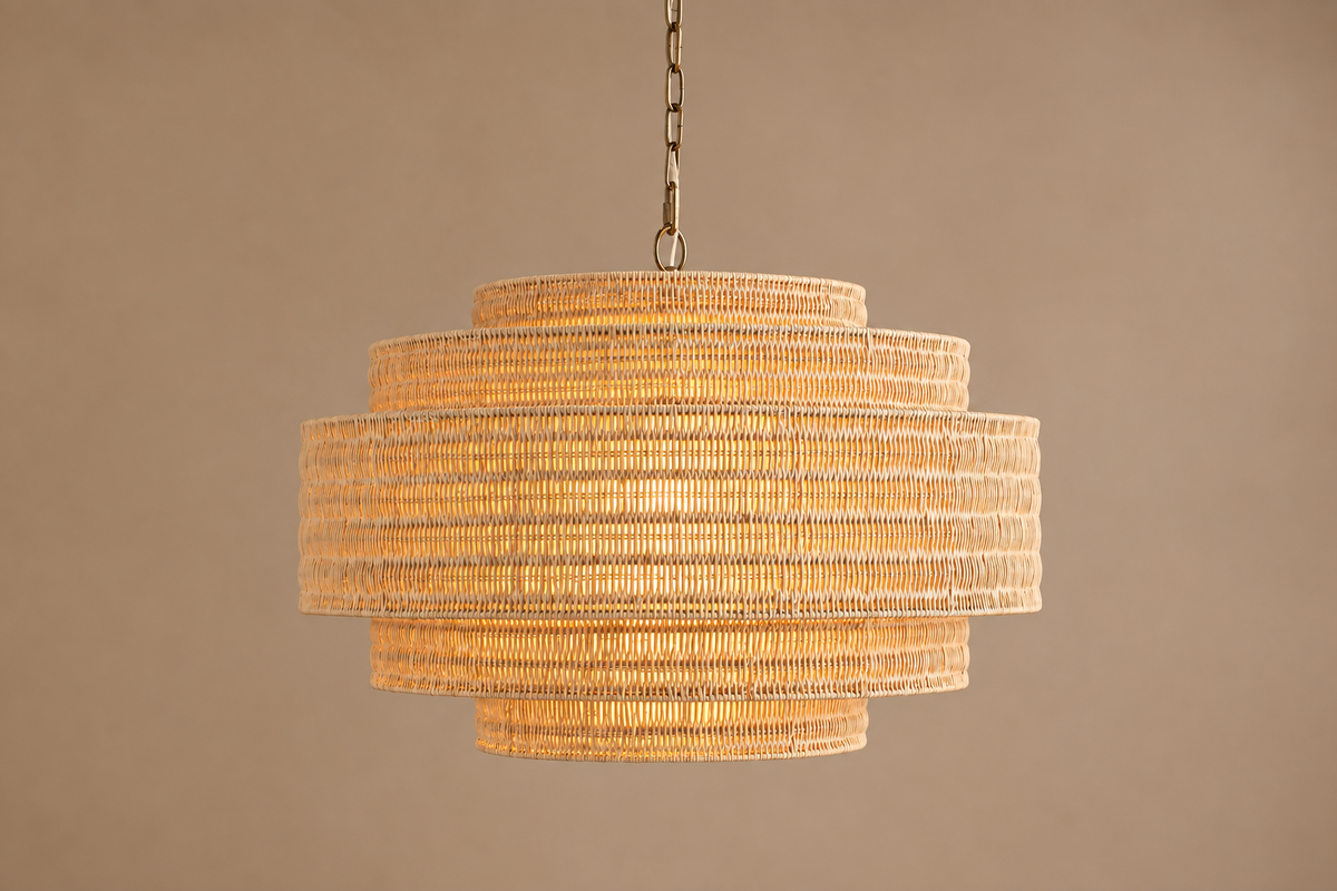 The Intreccio Tiered Rattan Chandelier | Beige | CLINT-BG