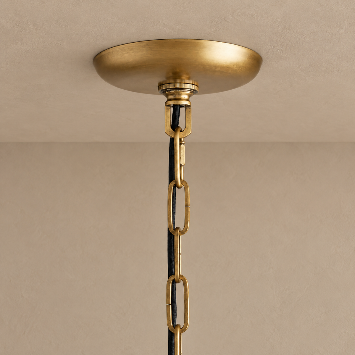 Brass ceiling canopy and chain for the Bellatrix pendant.