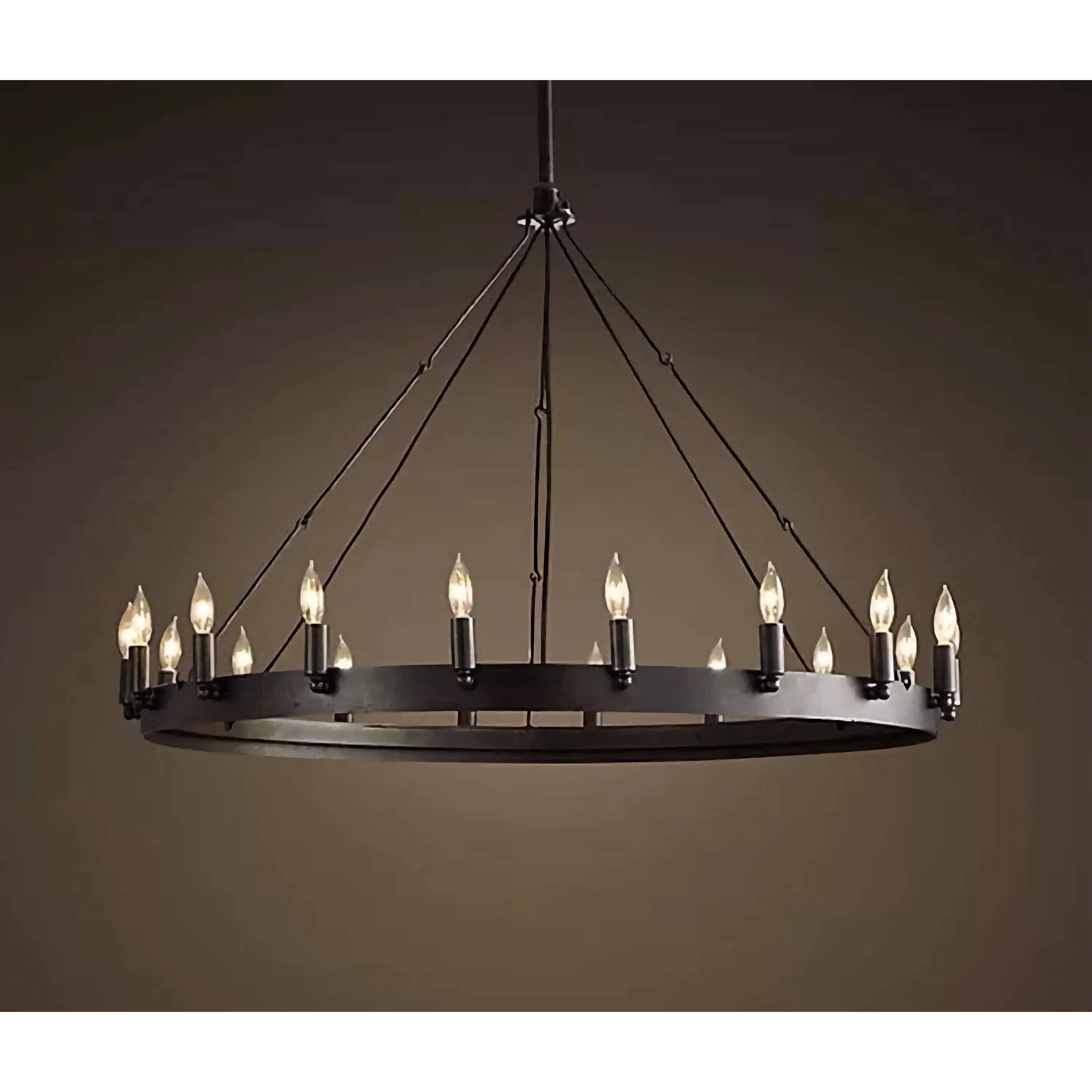 Candle Ring Camino Vintage Chandelier for Dining Room Kitchen Living | Black Finish | Casalola Lights