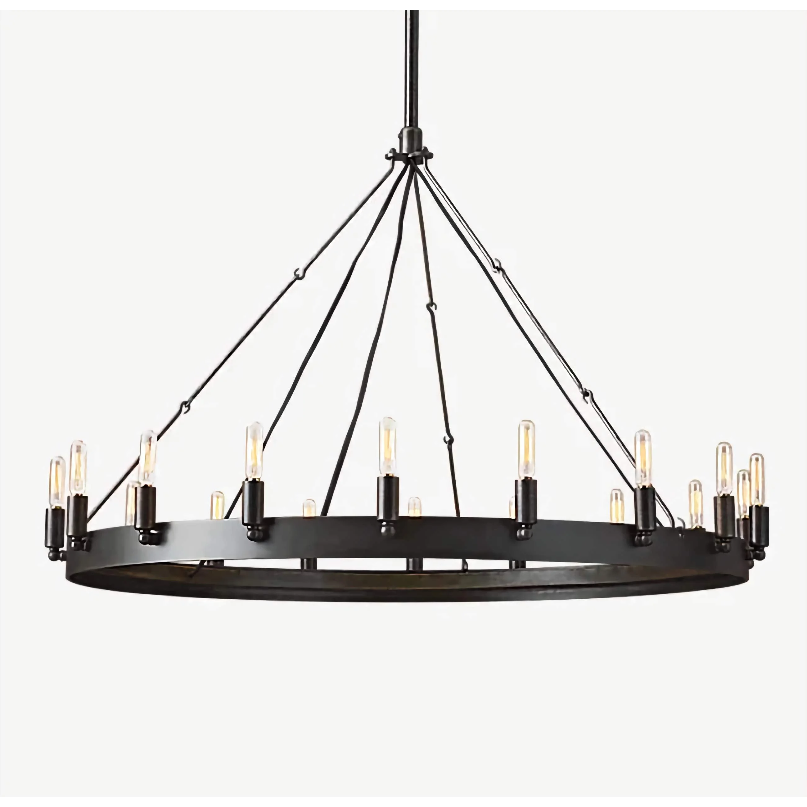 Candle Ring Camino Vintage Chandelier for Dining Room Kitchen Living | Black Finish | Casalola Lights