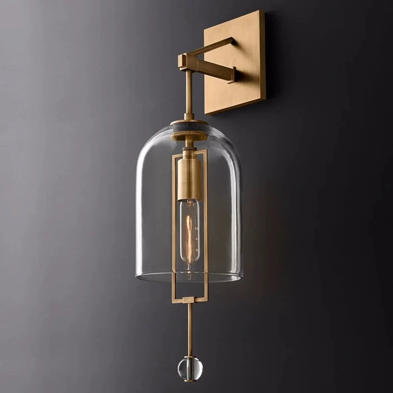 Brass and Glass Bell Vintage Wall Sconces | Mid Century Modern Black | Casalola Lights