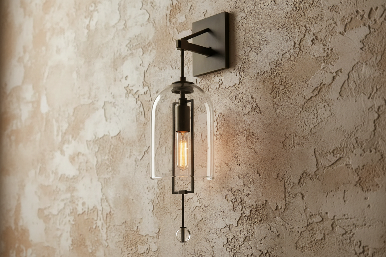 BLACK BRASS AND GLASS WALL SCONCES | DESIGN CLKS8501