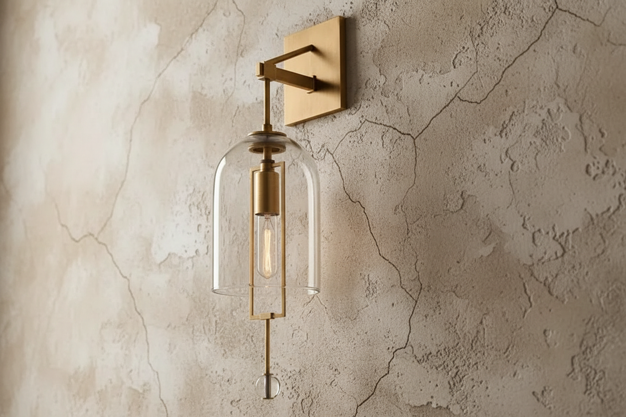Black Glass and Copper Bell Wall Light for Hallway Living Room & Bedroom – Modern Vertical Sconce Casalolalights Luxury