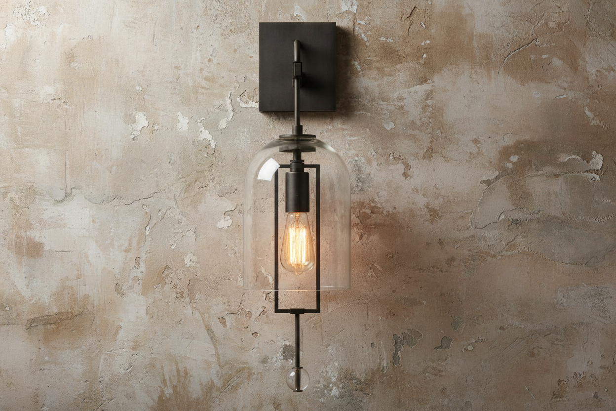 BLACK BRASS AND GLASS WALL SCONCES | DESIGN CLKS8501
