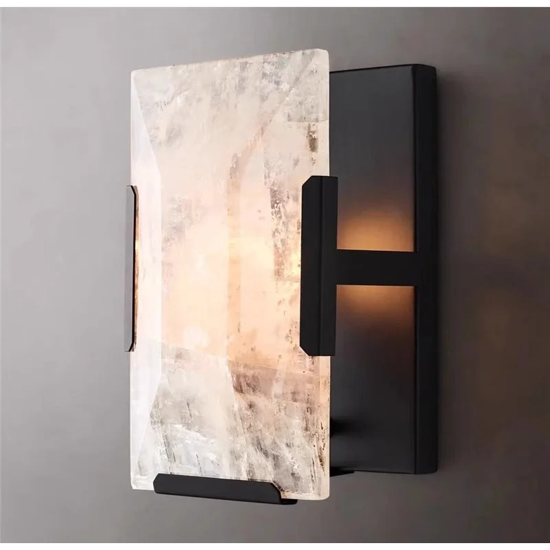 Calcite Wall Lamps for Living Room Black Finish Luxury Decor