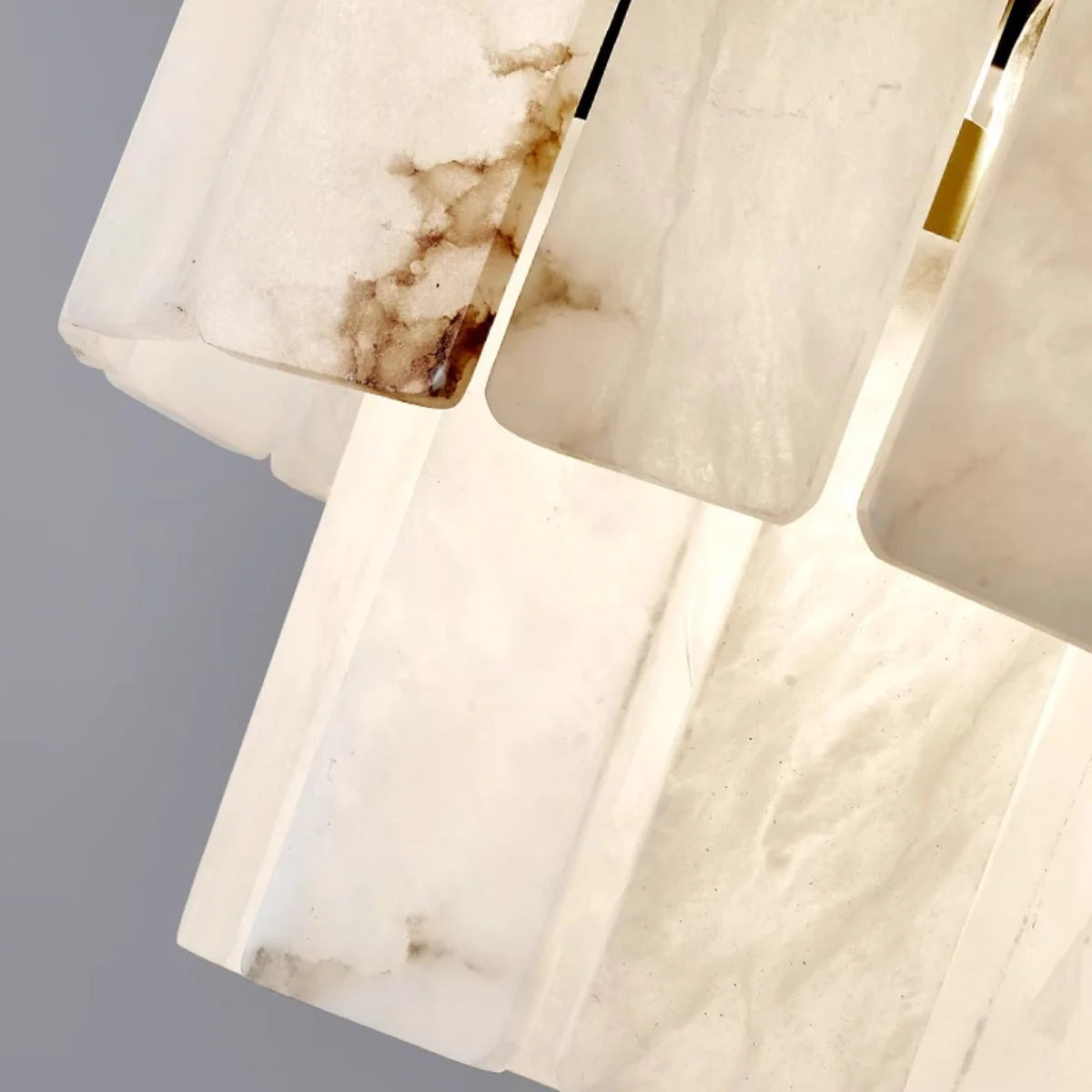 Tiered Alabaster Semi Flush Chandelier | Blackened Copper Frame | Designer Ceiling Light