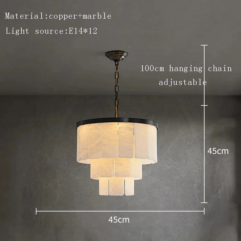 Tiered Alabaster Semi Flush Chandelier | Blackened Copper Frame | Designer Ceiling Light
