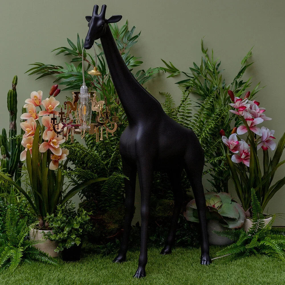 Black Giraffe Floor Lamp with Crystal Chandelier | Indoor or Outdoor 100 to 400cm 6 Light Casalola Lights Luxury Lamps