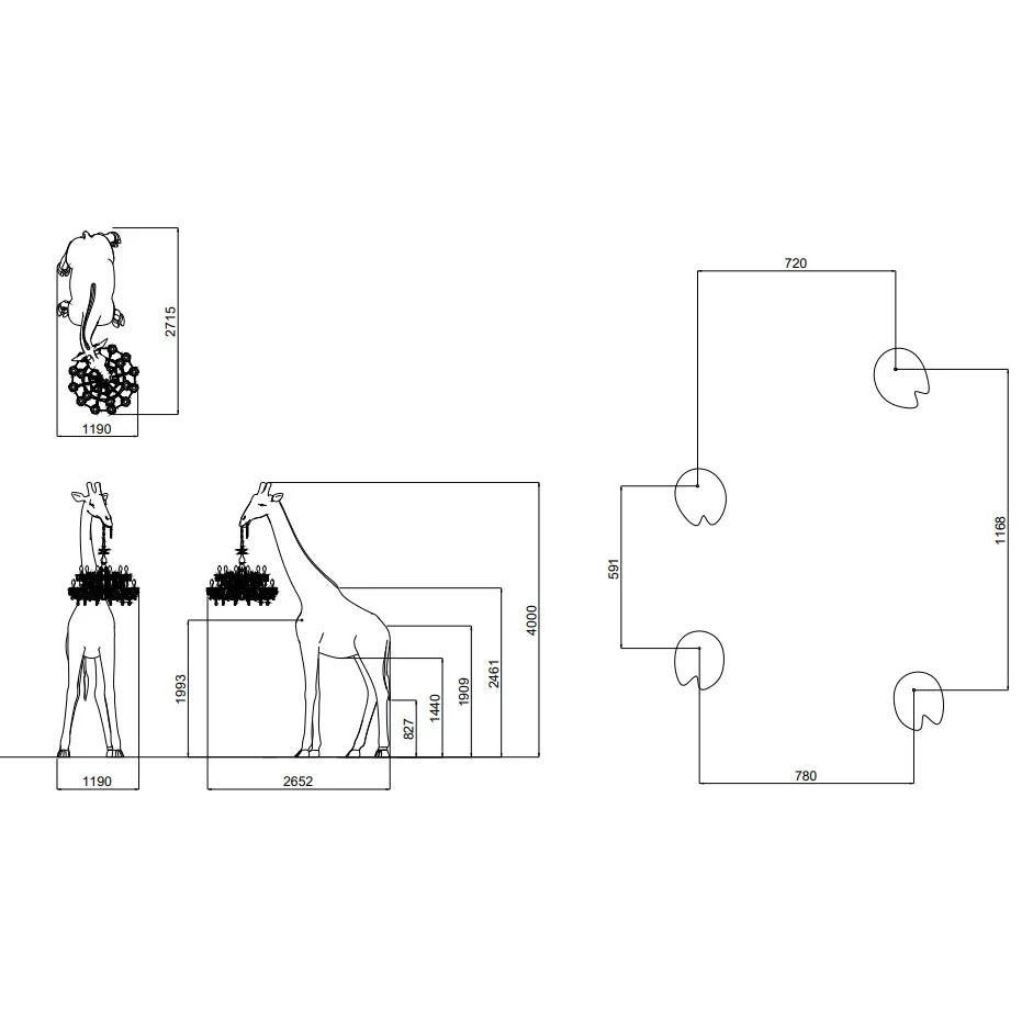 Tall Floor Lamp for Living Room Stairs | Sculpture with Crystal Chandelier | Black Giraffe