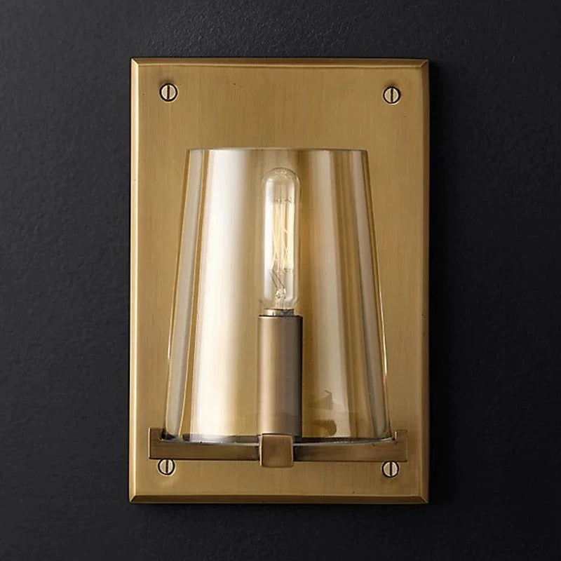 Black Glass & Copper Wall Sconce | Clear-shade Modern Bedroom Hallway Bath Minimalist Casalolalights Luxury Lamps