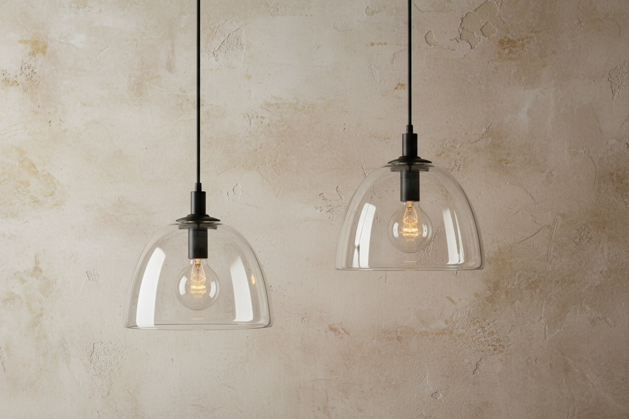 Glass Pendant Light with Brass Accents – Modern Minimalist Hanging for Kitchen Dining Room or Entryway Casalolalights