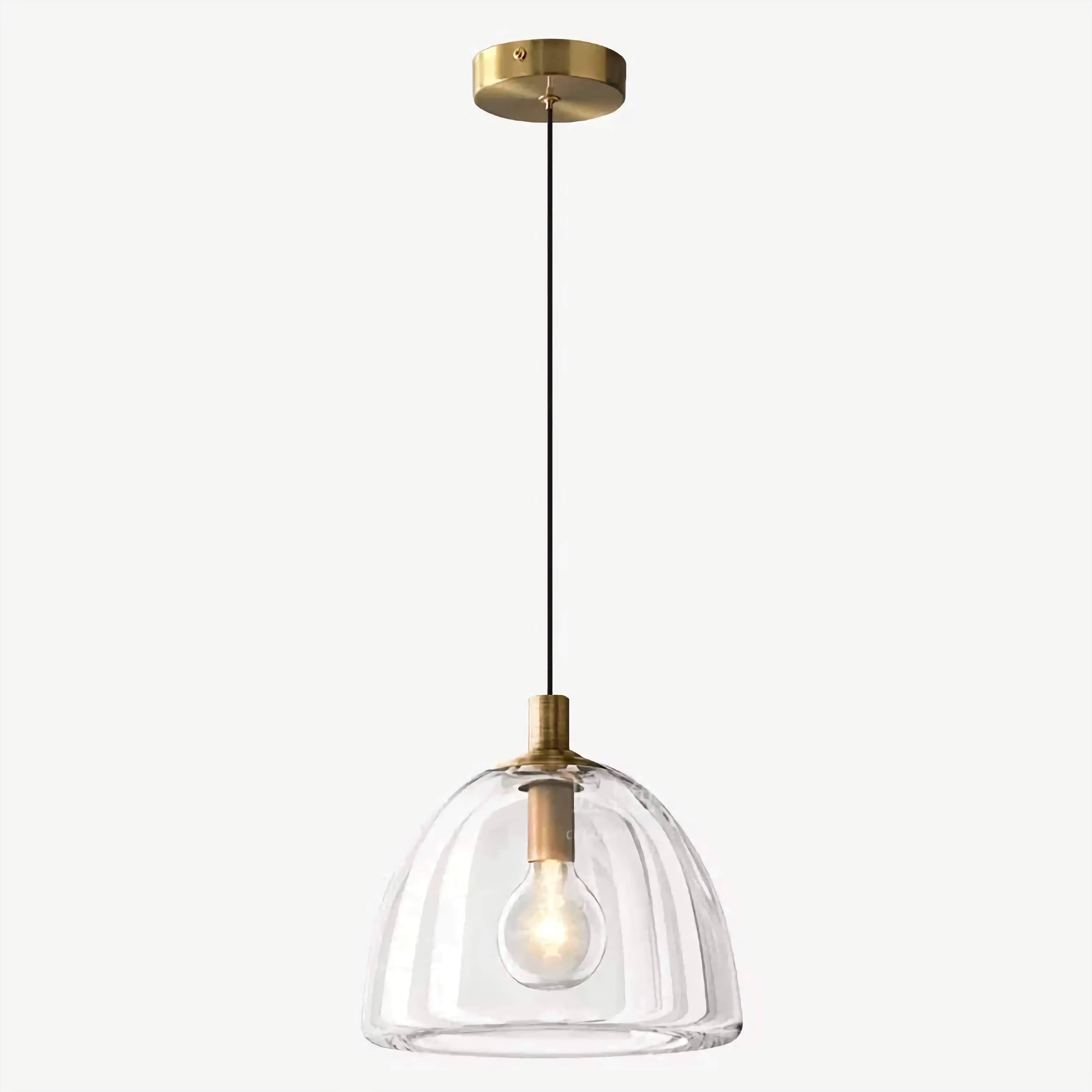 BLACK GLASS PENDANT LIGHT WITH BRASS ACCENTS | CLH854WB