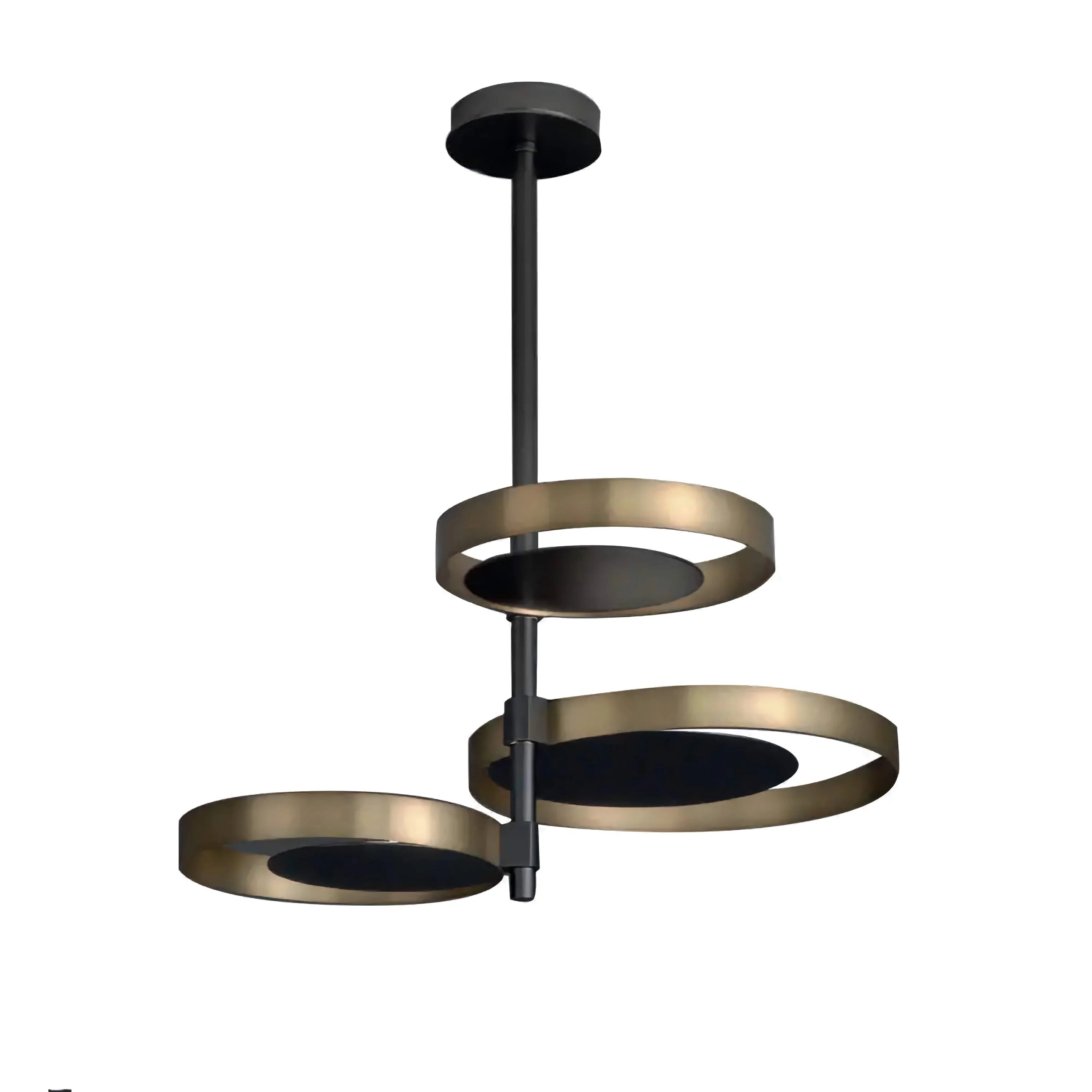 Black Gold Ring Semi Flush Mount Chandelier | Modern Brass Ceiling Light for Dining Room Loft Entryway