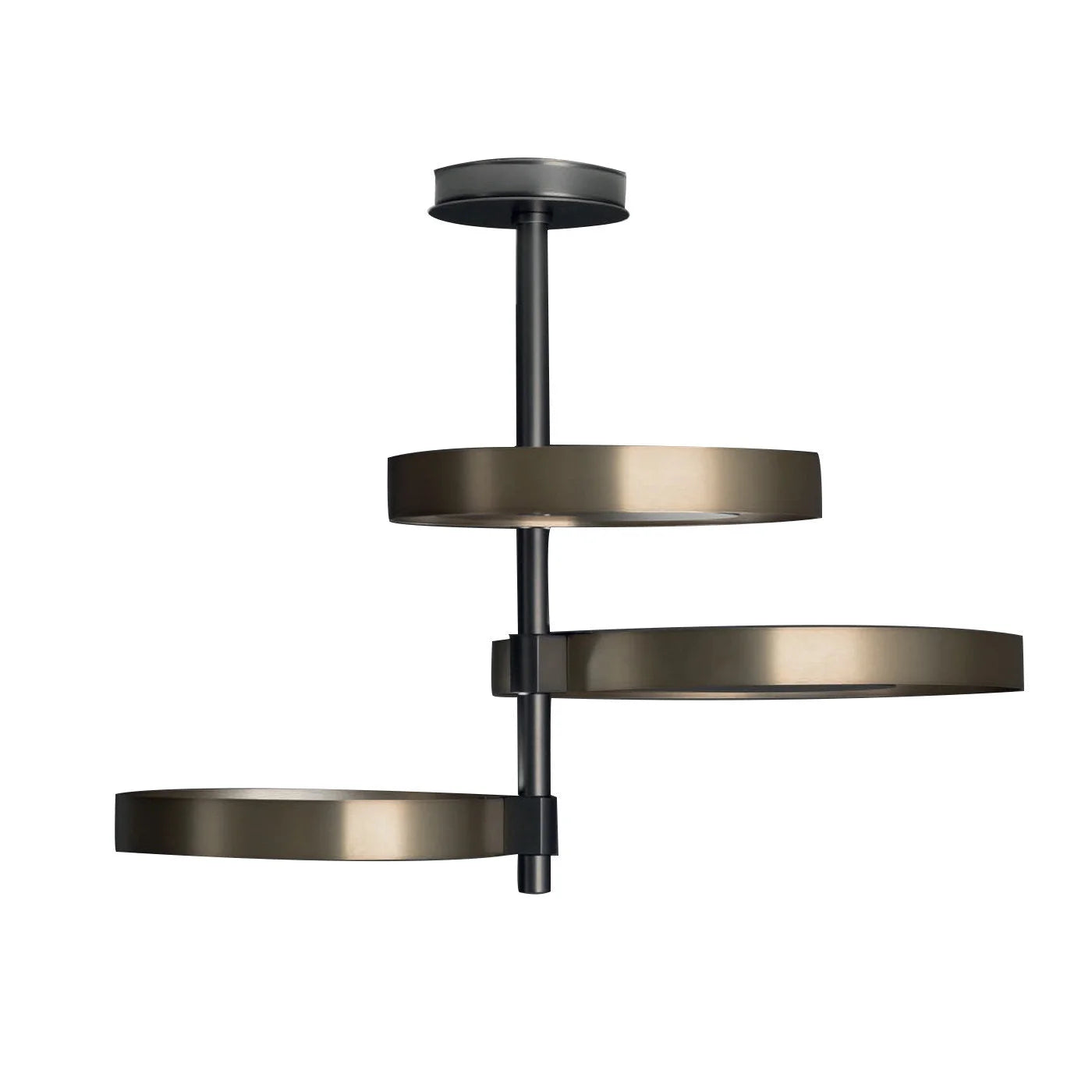 Black Gold Ring Semi Flush Mount Chandelier | Modern Brass Ceiling Light for Dining Room Loft Entryway