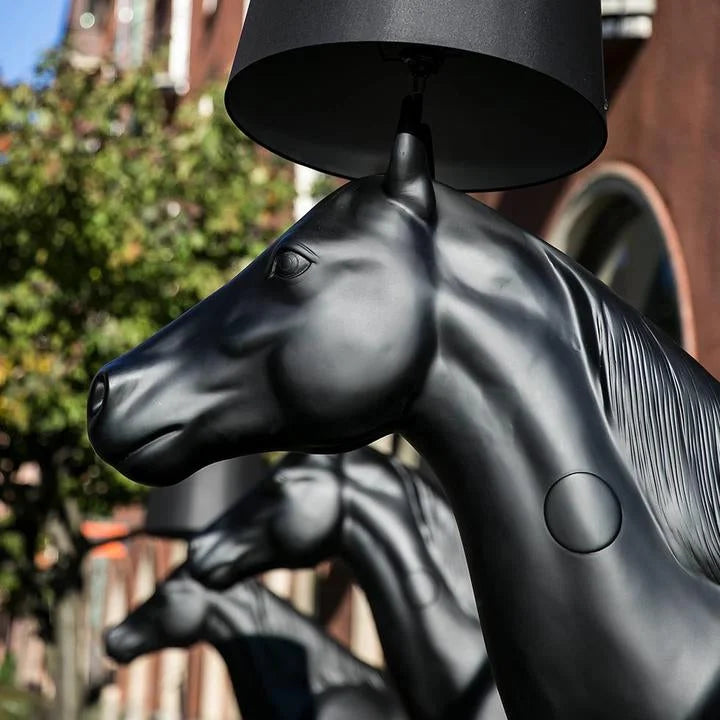 Black Horse Lamp | Designer Sculpture | Unique for Luxury Living Room Hall Offices
