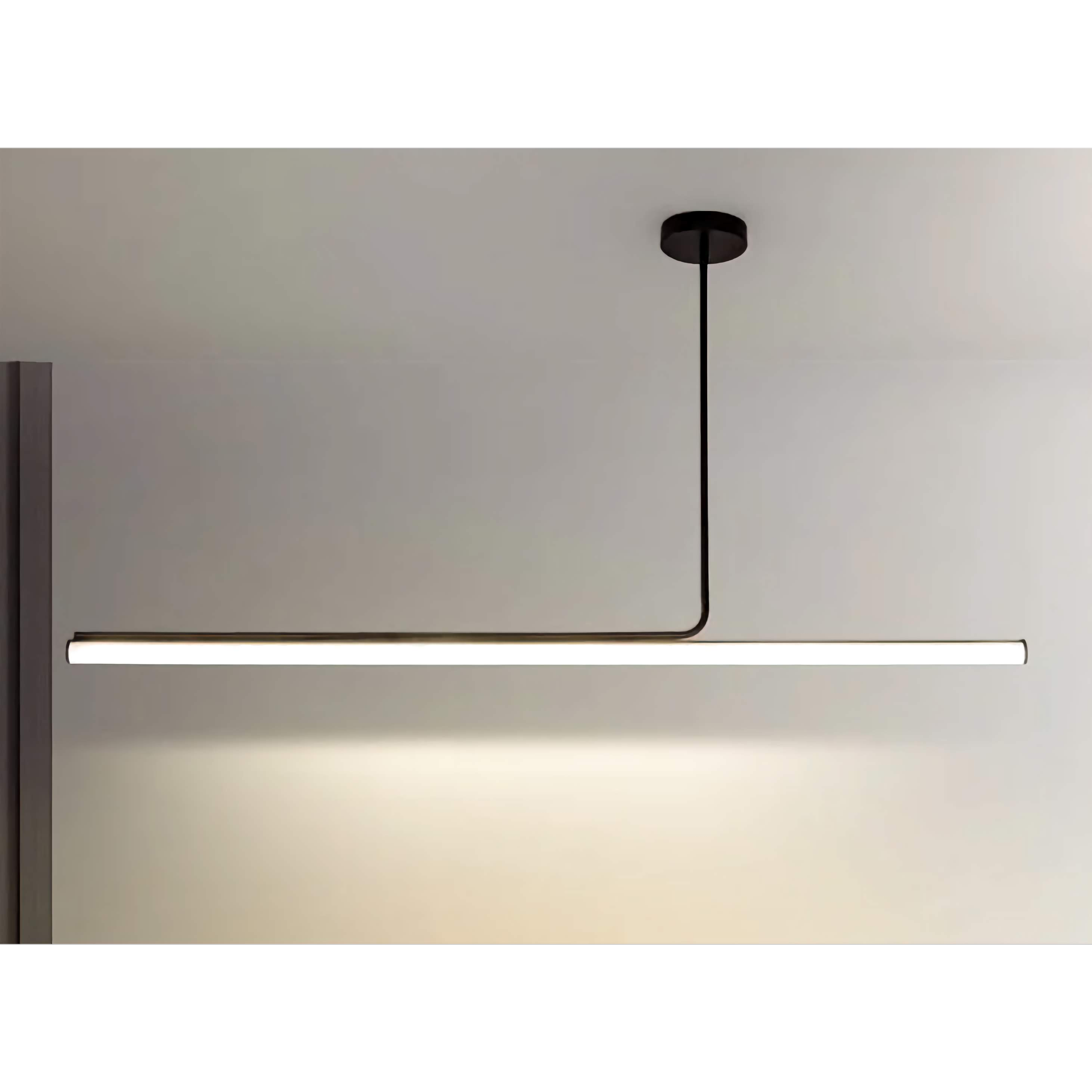 Modern Linear Pendant Lamp | Black Led Minimalist Ceiling Lamps for Kitchen Island Dining Room