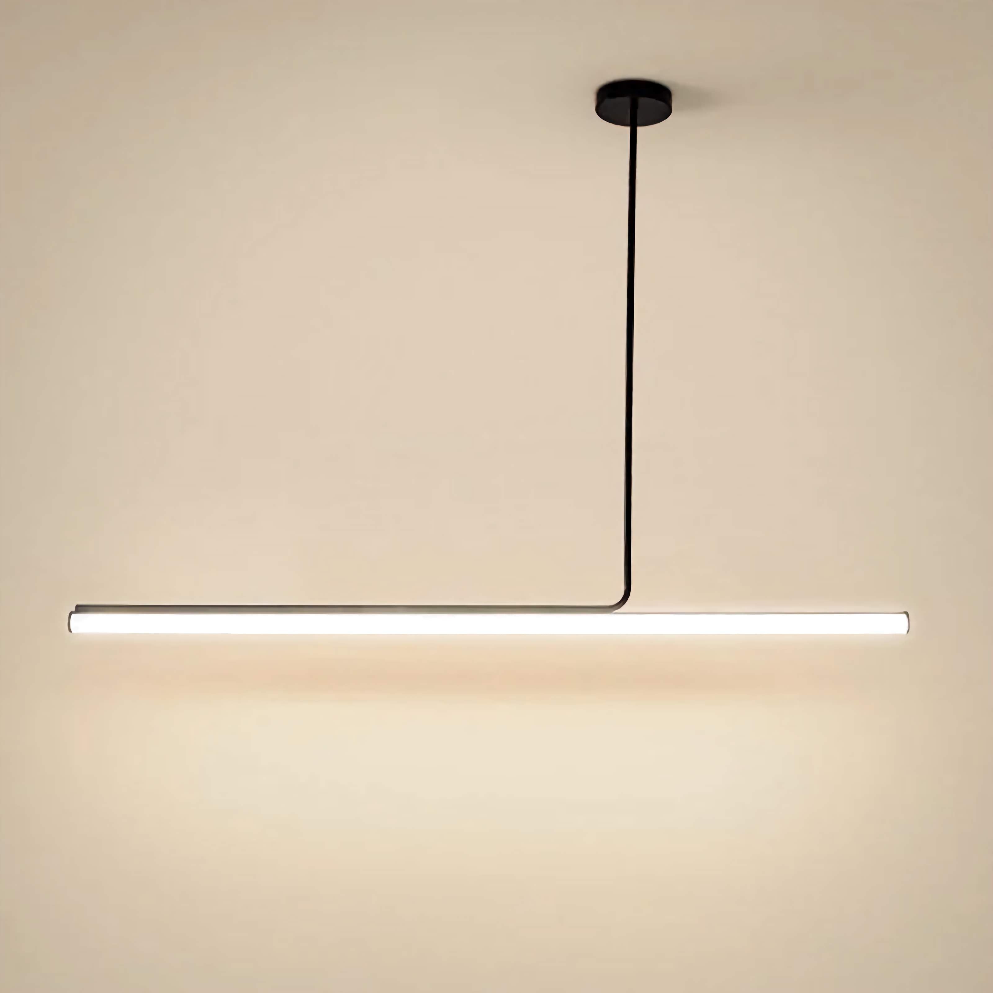 Modern Linear Pendant Lamp | Black Led Minimalist Ceiling Lamps for Kitchen Island Dining Room
