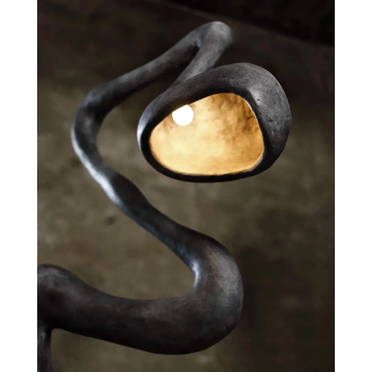 Black Resin Sculpture Floor Lamp | 182cm Tall Wide 95cm Form Downlight Dimmable Option Wabi Sabi Casalola Lights Luxury