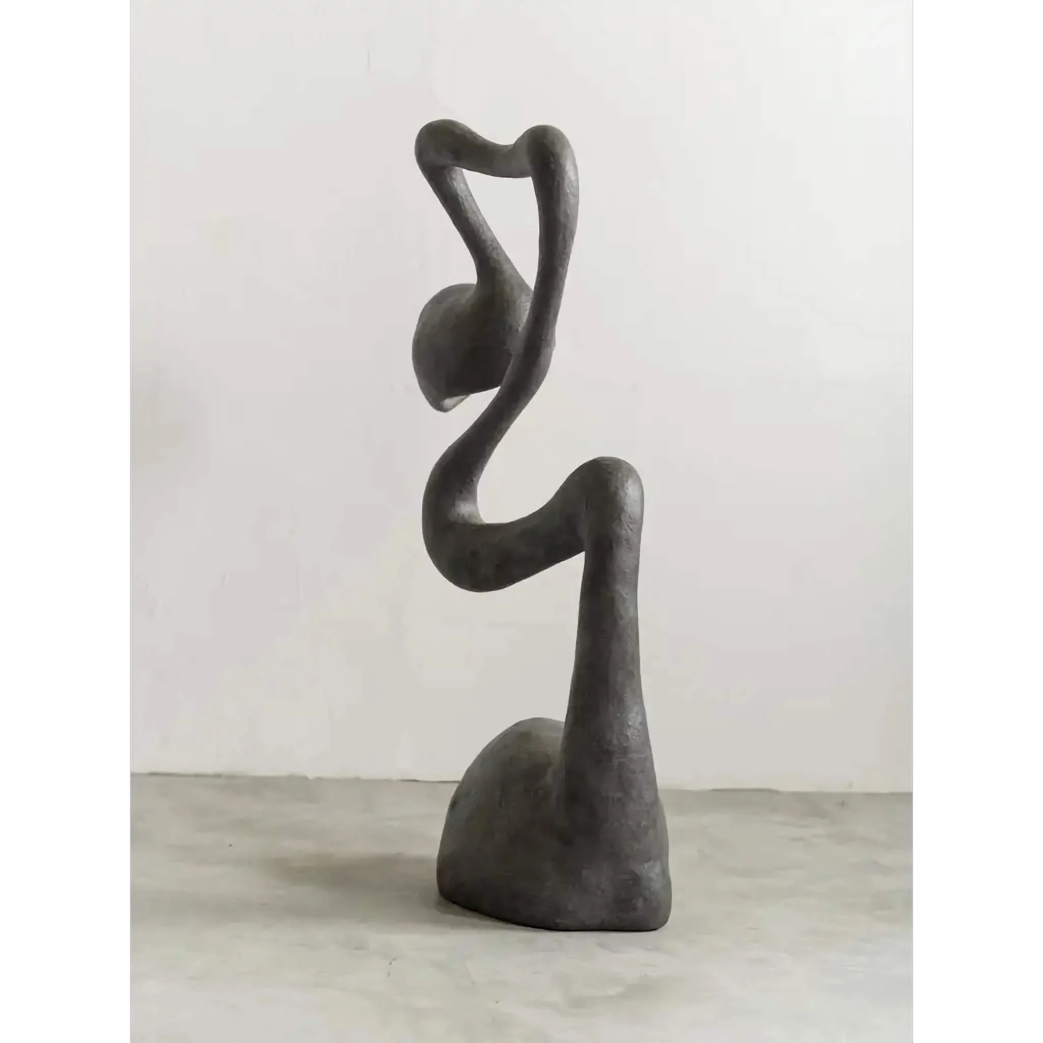 Living Room Wabi Sabi Sculptural Floor Lamp in Charcoal Textured Resin – Organic Modern Statement Lighting