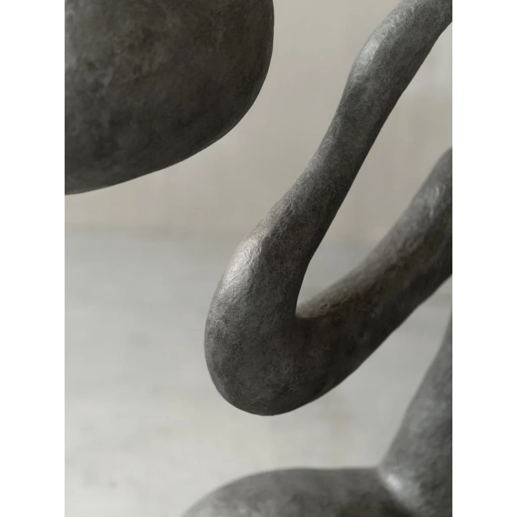 Living Room Wabi Sabi Sculptural Floor Lamp in Charcoal Textured Resin – Organic Modern Statement Lighting