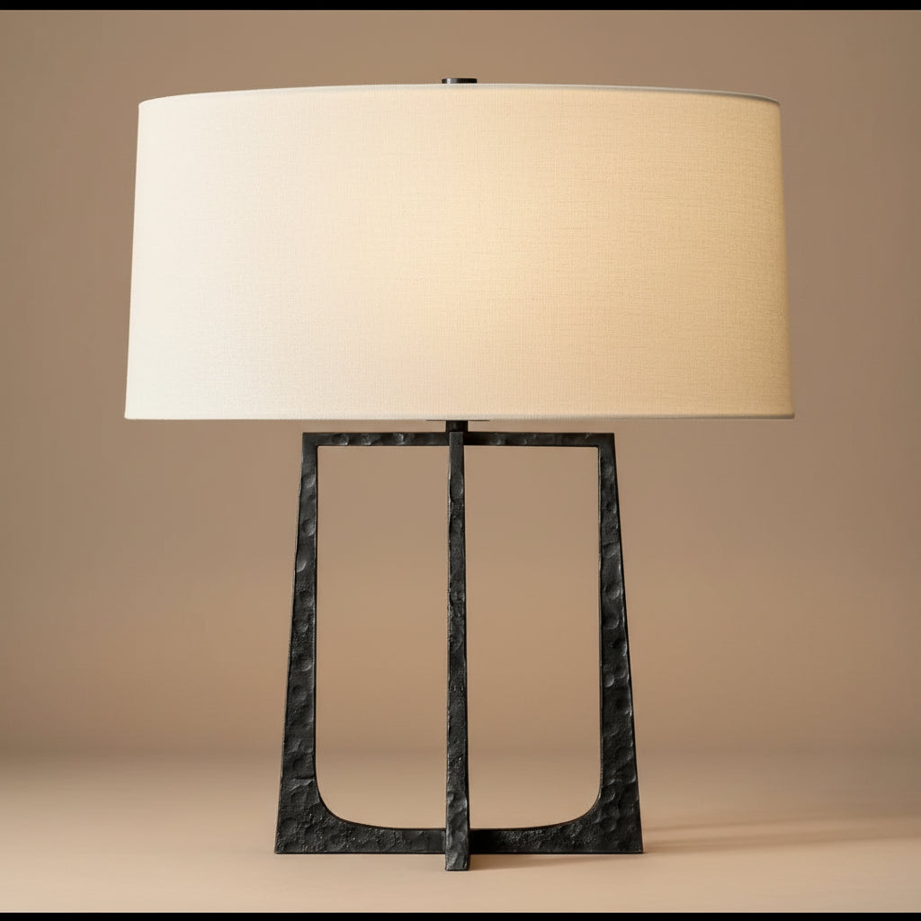 Hand Forged Iron u Frame | Atelier Arcadia Table Lamp – Sculptural Black Lighting Dimmable Ul Certified