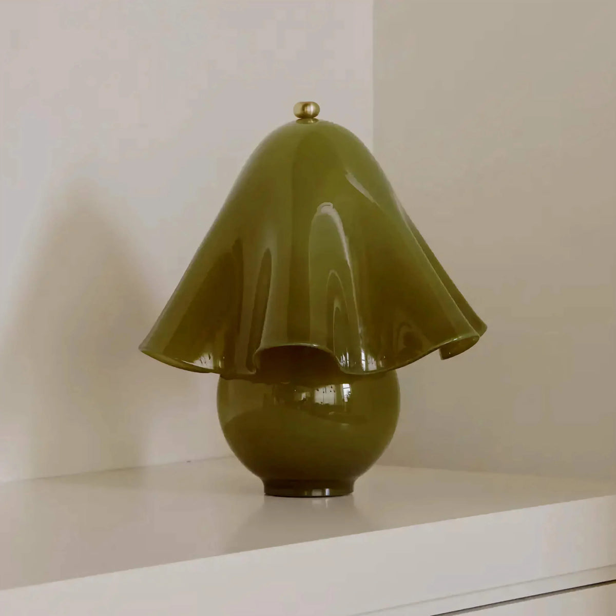 Murano Style Glass Mushroom Table Lamp for Living Room | Hand Blown Red Green or White Modern Unique Casalola Lights
