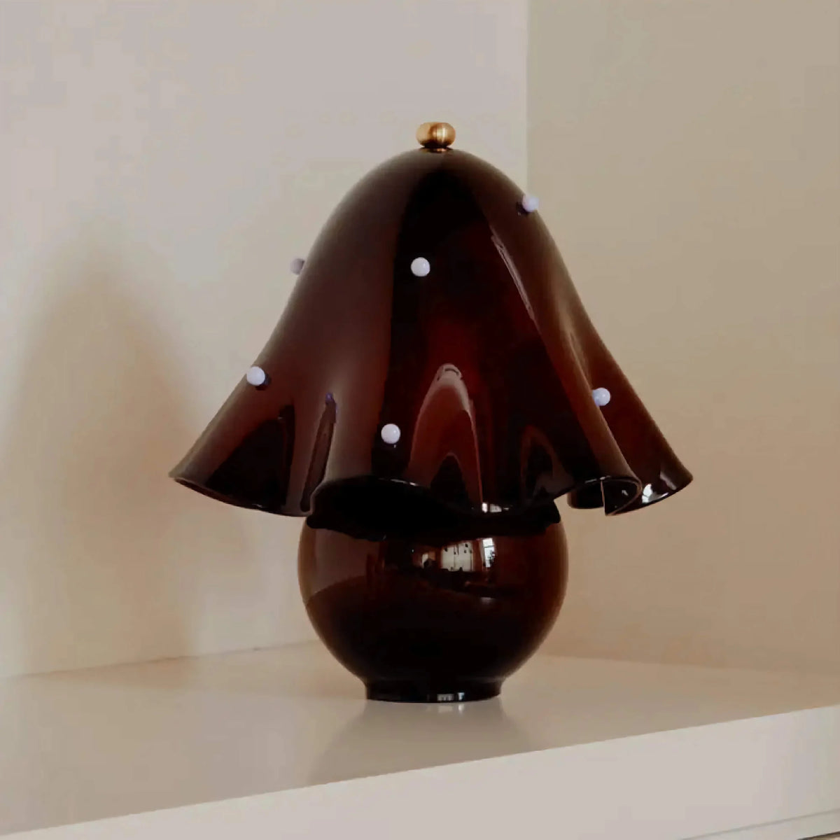 Murano Style Glass Mushroom Table Lamp for Living Room | Hand Blown Red Green or White Modern Unique Casalola Lights