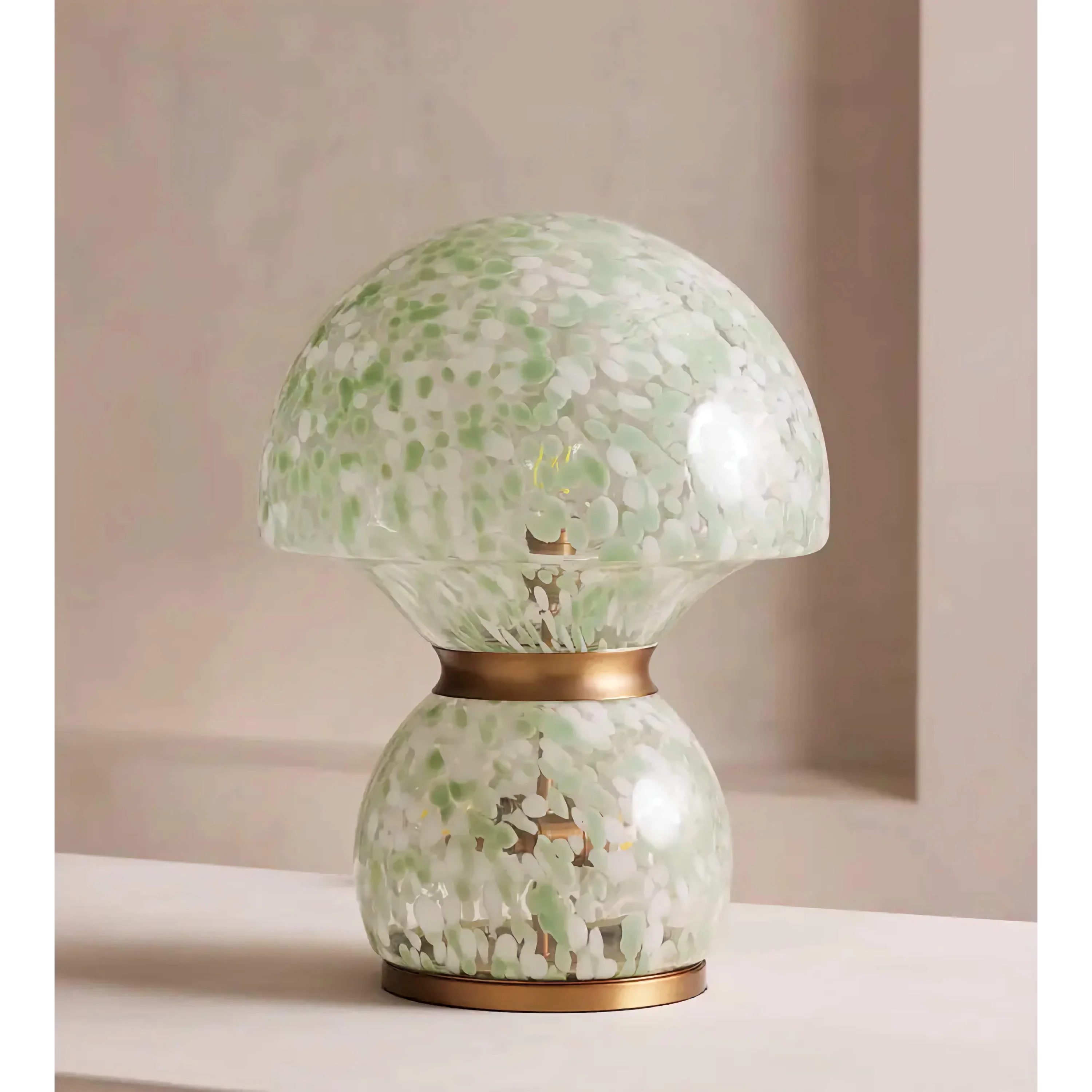Hand Blown Murano Glass Table Lamp | Copper Banding Accent