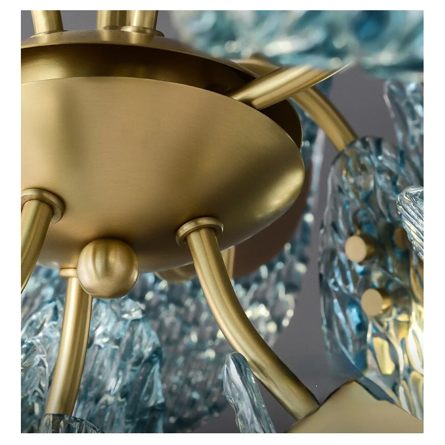 Italian Crystal Chandelier | Art Nouveau Glass and Iron Lighting for Living Dining Rooms