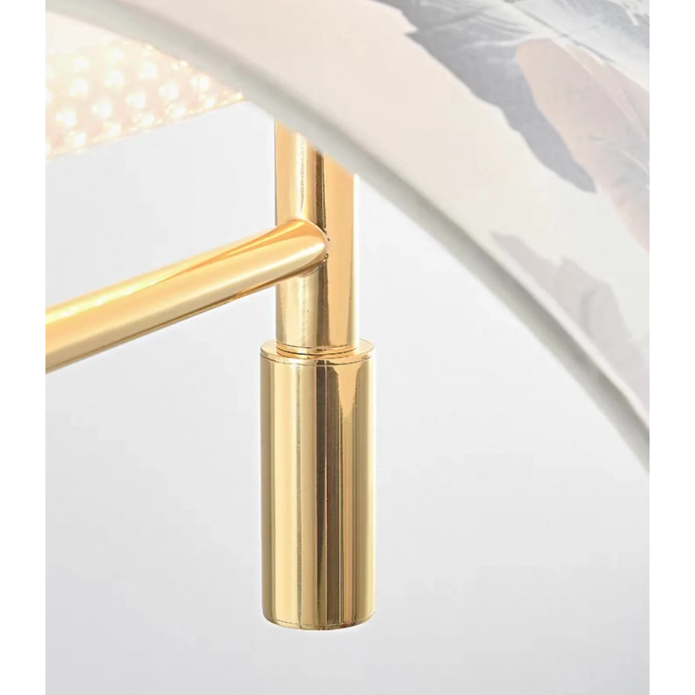 Modern Brass Pendant Light | Italian Akira Leaf Panels Hand Painted Floral | Luxury Dimmable Dining Fixture