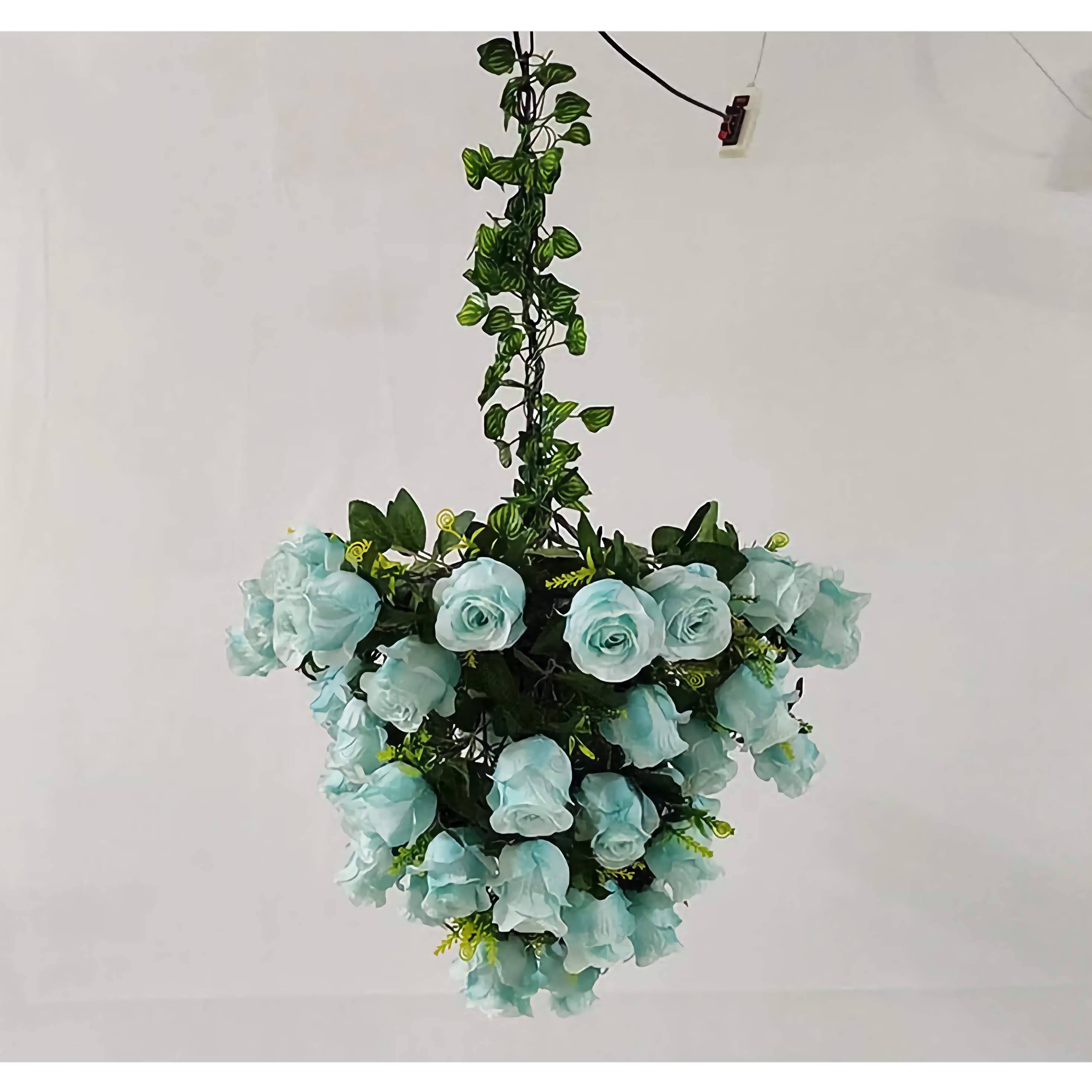 Flower Pendant Lamp | Blue Flowers Chandelier | Ceiling Light Fixture for Biophilic Design