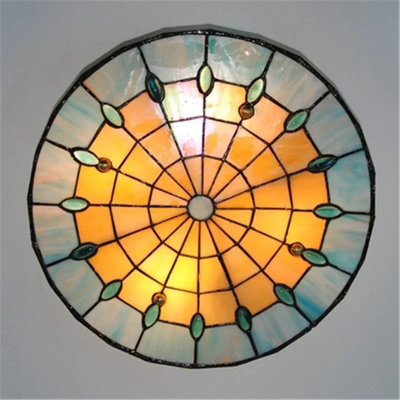 Blue Tiffany Ceiling Lamp 30-50cm | Stained-glass Art Nouveau Flush Mount Hallway Dining & Entryway Casalolalights