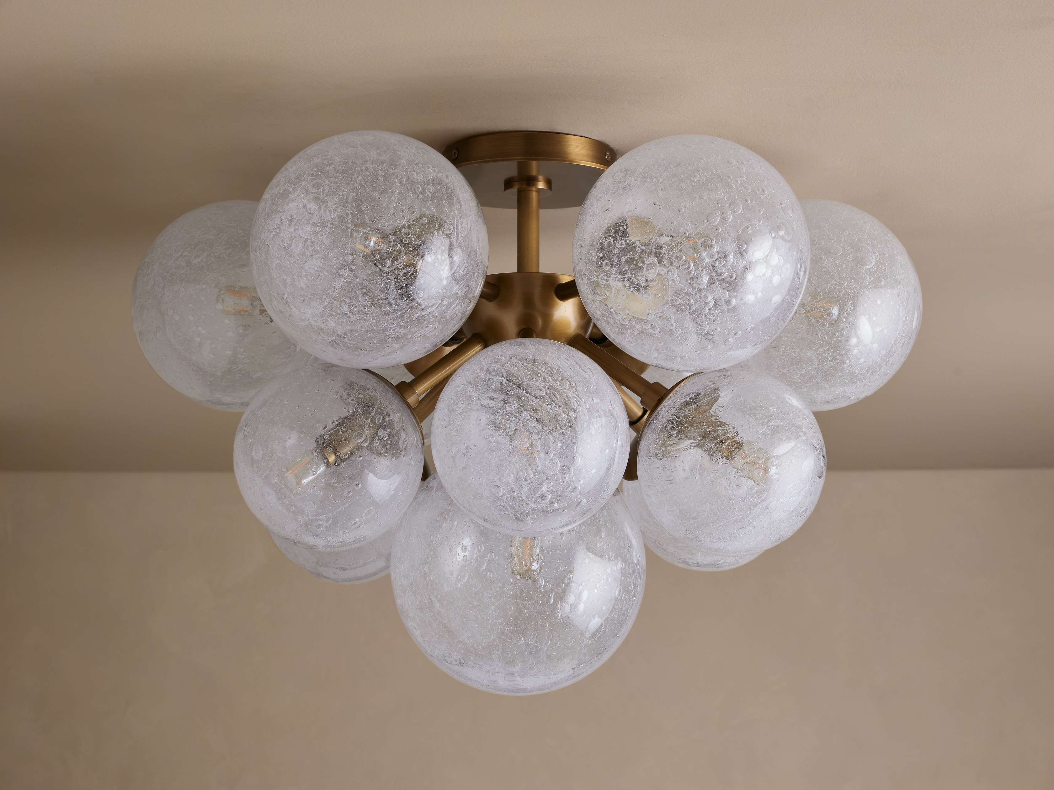 Hand Blown Bubble Glass Flush Mount Ceiling Light Art Deco Hallway Bedroom or Living Room Fixture Casalolalights Luxury