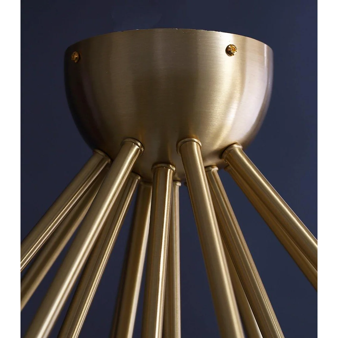 Crystal Globe Semi Flush Chandelier | Patinated Brass Modern Ceiling Light for Dining Room Statement Fixture