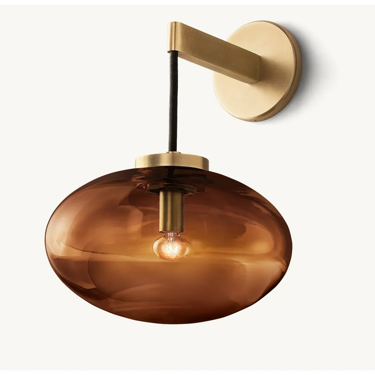 Amber Glass & Brass Wall Sconce or Black | Mid Century Living Room Bedroom Mood Light Casalola Lights Luxury Lamps