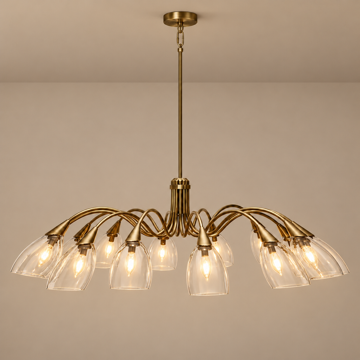 Brass Chandelier - Branch & Hand-blown Glass Shades Casalola Lights Luxury Lamps for Interior Designers