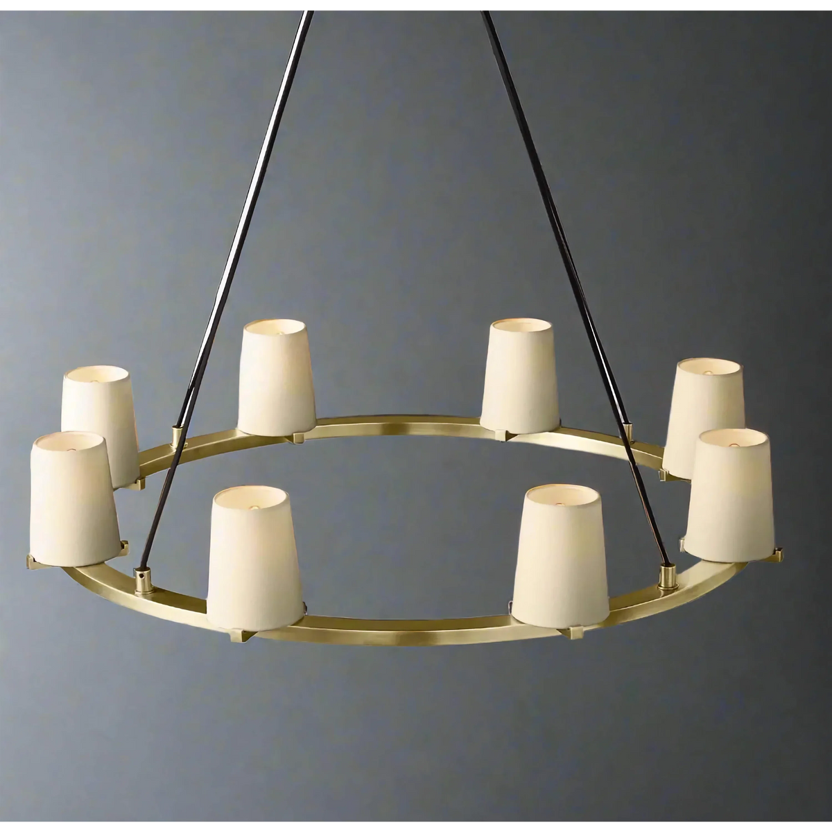 Brass or Black Steel Ring Chandelier | Fabric Shades 72cm to 153cm Modern Transitional Dining Casalolalights Luxury