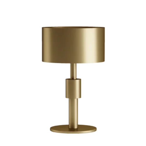 Luxury Brass Drum Table Lamp with Minimalist Metal Design for Living Room Bedroom or Office