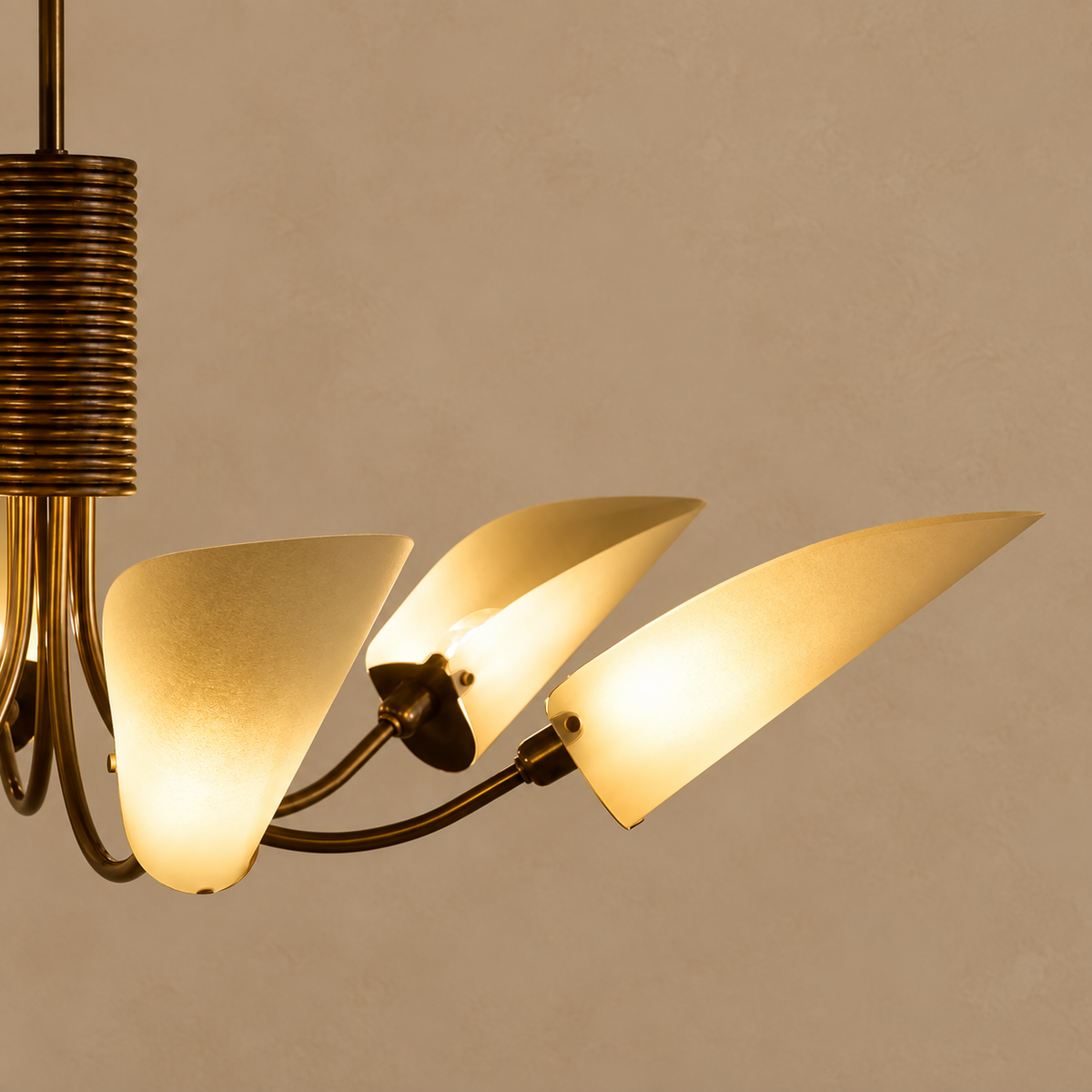 Six Light Brass Chandelier Cream Shades | Wide Sweep Without the Drop Soft Even Shallow Casalola Lights Luxury Lamps