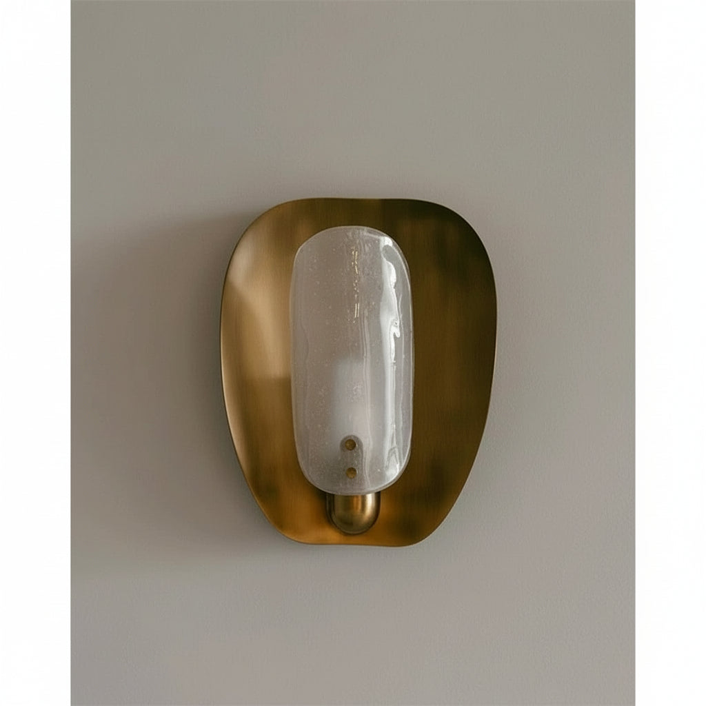 Brass and Glass Wall Sconce – Casalola Organic Backplate Light for Bedroom & Hallway