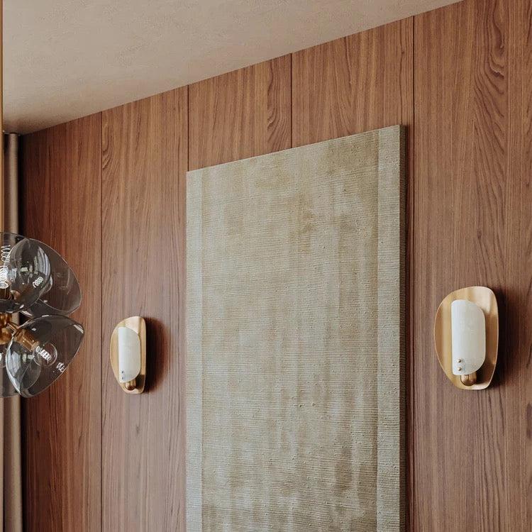 Brass & Hand-worked Glass Wall Sconce | Low Profile Bedroom Hallway Pair Dimmable 2700k Casalola Lights Luxury Lamps